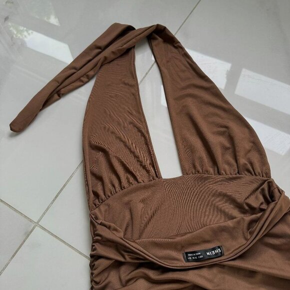 SHEIN | Mini Dress | Small | Brown | High Stretch Backless Bodycon - Picture 6 of 6